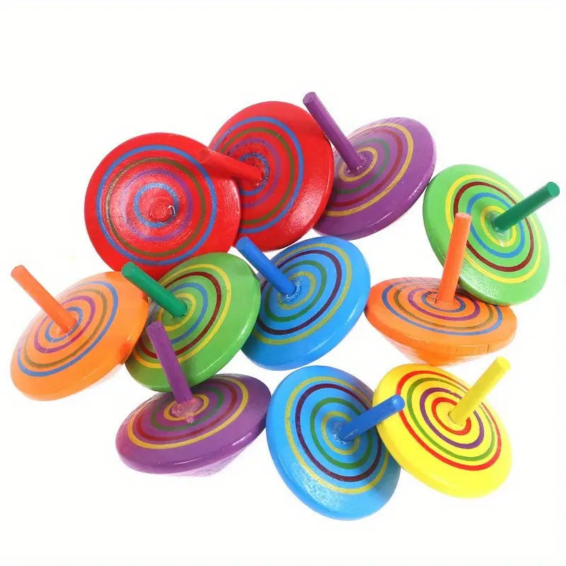 Toupies en Bois Colorées – Jouet d’Éveil Éducatif pour Bébé et Tout-Petit