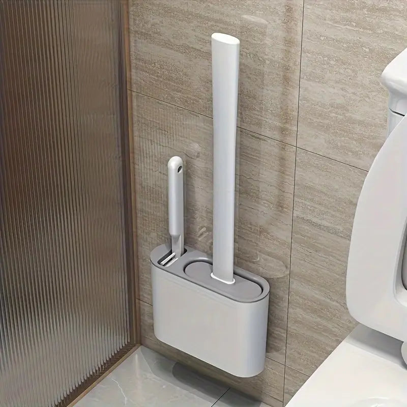Brosse WC Silicone avec Support Mural – Design Compact, Hygiénique et Gain de Place pour Toilettes Modernes