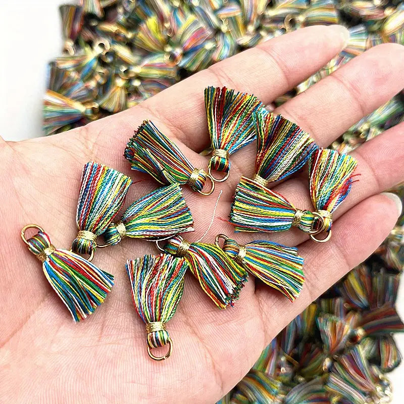 Pampilles Pompons Multicolores en Fil – Breloques DIY pour Création de Bijoux Fantaisie