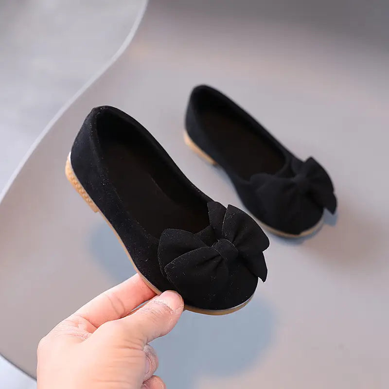 Ballerines fille roses avec grand nœud – Chaussures élégantes et confortables pour cérémonie et fête