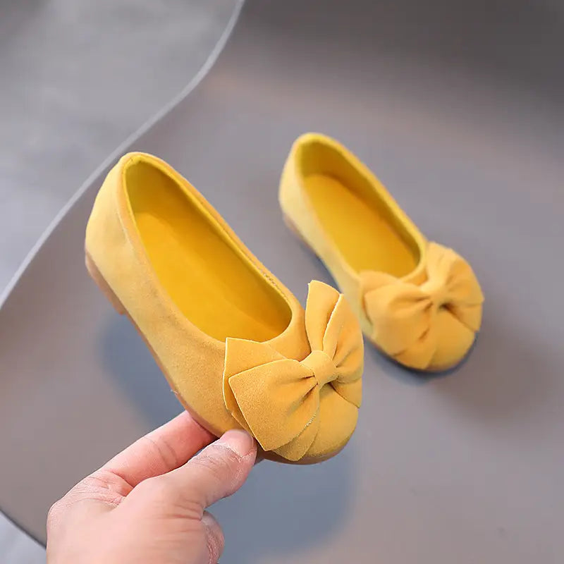 Ballerines fille roses avec grand nœud – Chaussures élégantes et confortables pour cérémonie et fête
