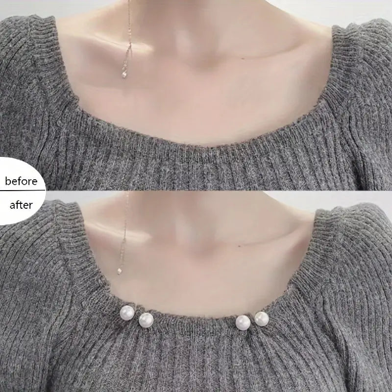 Boutons décoratifs femme perles élégantes – Épingles amovibles pour col et encolure