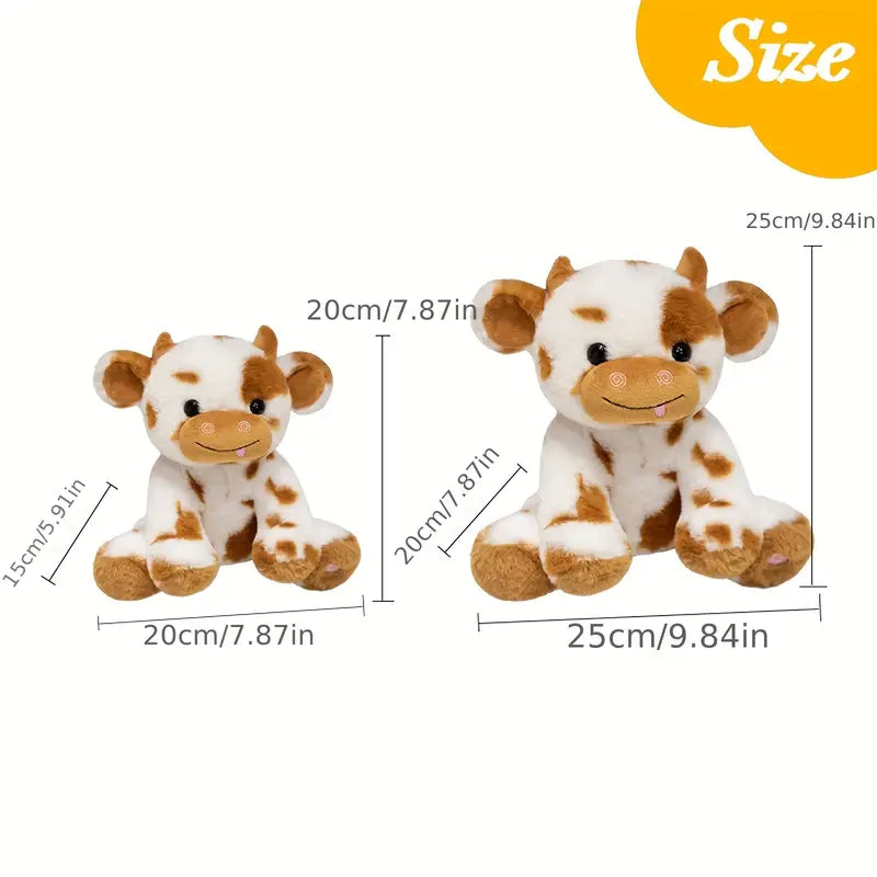 Peluche vache lumineuse noir/marron et blanc – Doudou LED doux et rigolo pour enfants