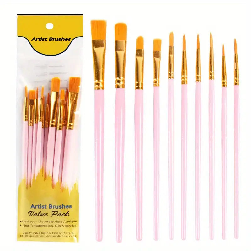 Lot de 12 Pinceaux de Peinture – Brosse Artiste pour Aquarelle, Acrylique, Huile et Loisirs Créatifs