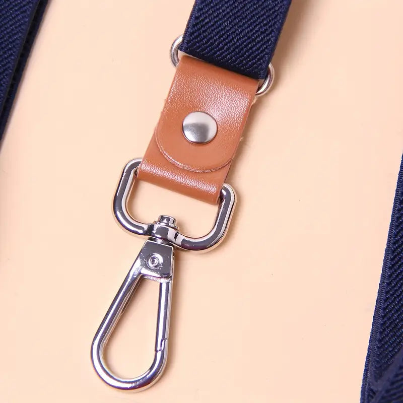Bretelles homme avec finitions cuir – Bretelles élastiques ajustables à crochets métalliques, élégance et confort