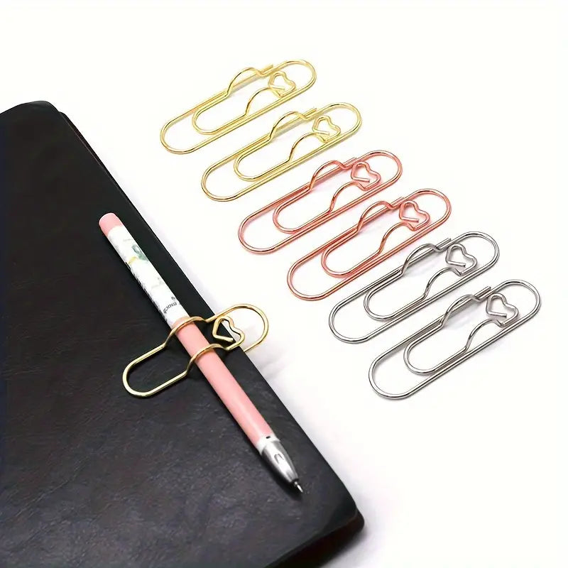 Clip Porte-Stylo Métal Original – Attache Stylo pour Cahier ou Agenda, Forme Cœur