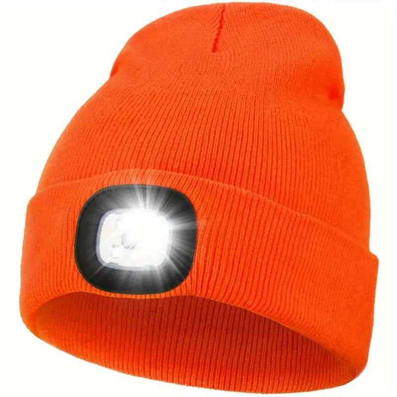 Bonnet homme LED rechargeable jaune fluo – Bonnet lumineux de sécurité pour sport et plein air