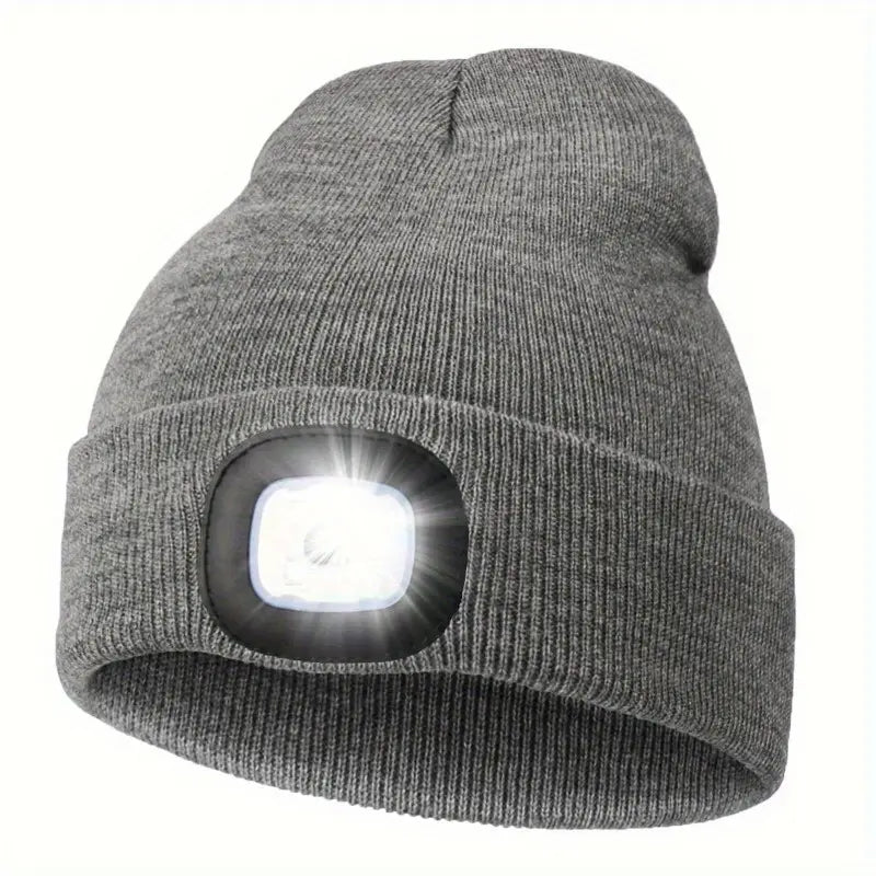 Bonnet homme LED rechargeable jaune fluo – Bonnet lumineux de sécurité pour sport et plein air