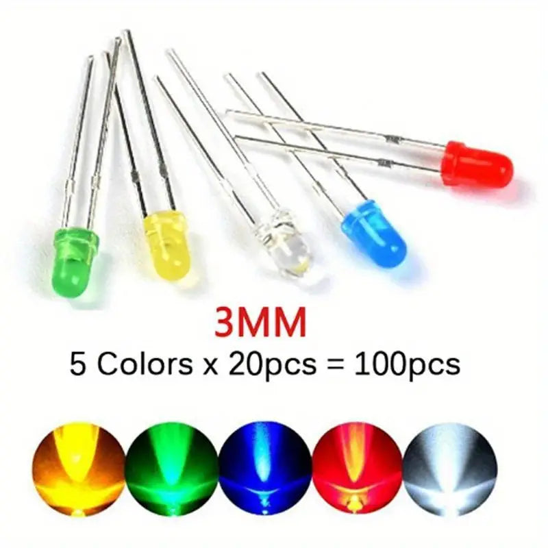 Lot de LEDs 5mm Multicolores Haute Luminosité – Rouge, Vert, Bleu, Jaune, Blanc | Composants Informatiques et Électroniques