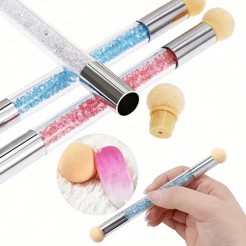 Stylo Applicateur d'Ombre pour Ongles – Double Embout avec Recharges Mousse pour Nail Art Précis