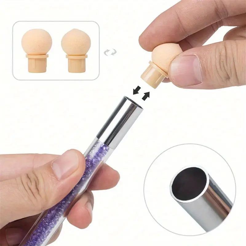 Stylo Applicateur d'Ombre pour Ongles – Double Embout avec Recharges Mousse pour Nail Art Précis