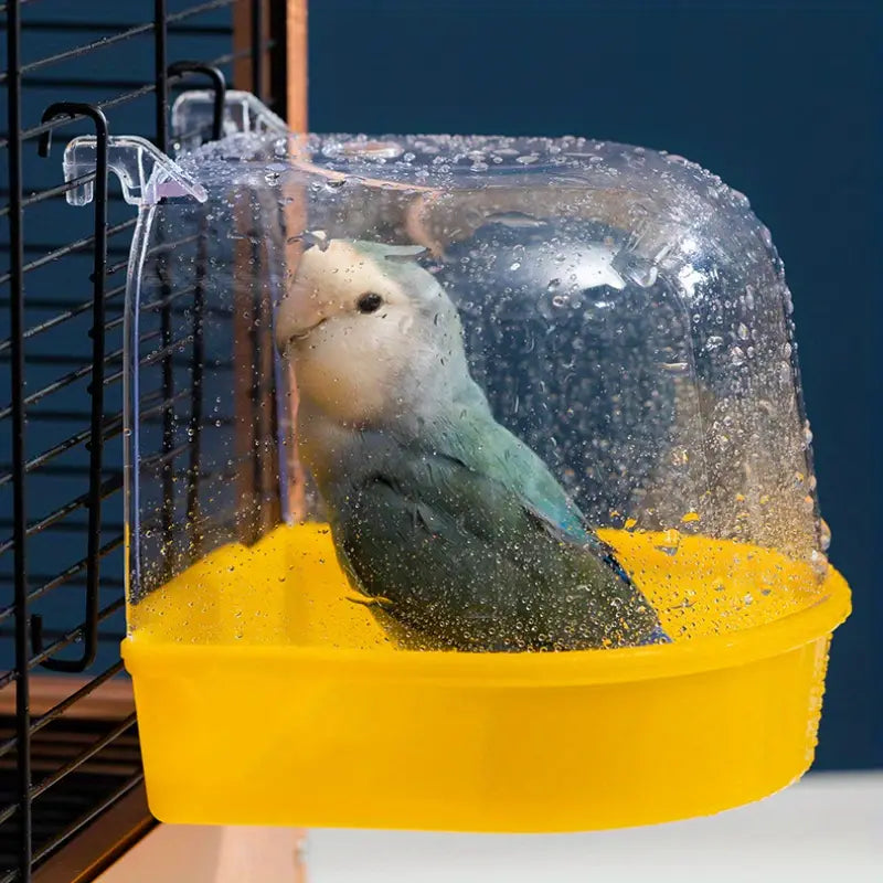 Baignoire pour oiseaux avec couvercle – Bac de bain transparent 13 cm pour oiseaux et perruches – Accessoire pratique pour l’hygiène et le bien-être des oiseaux