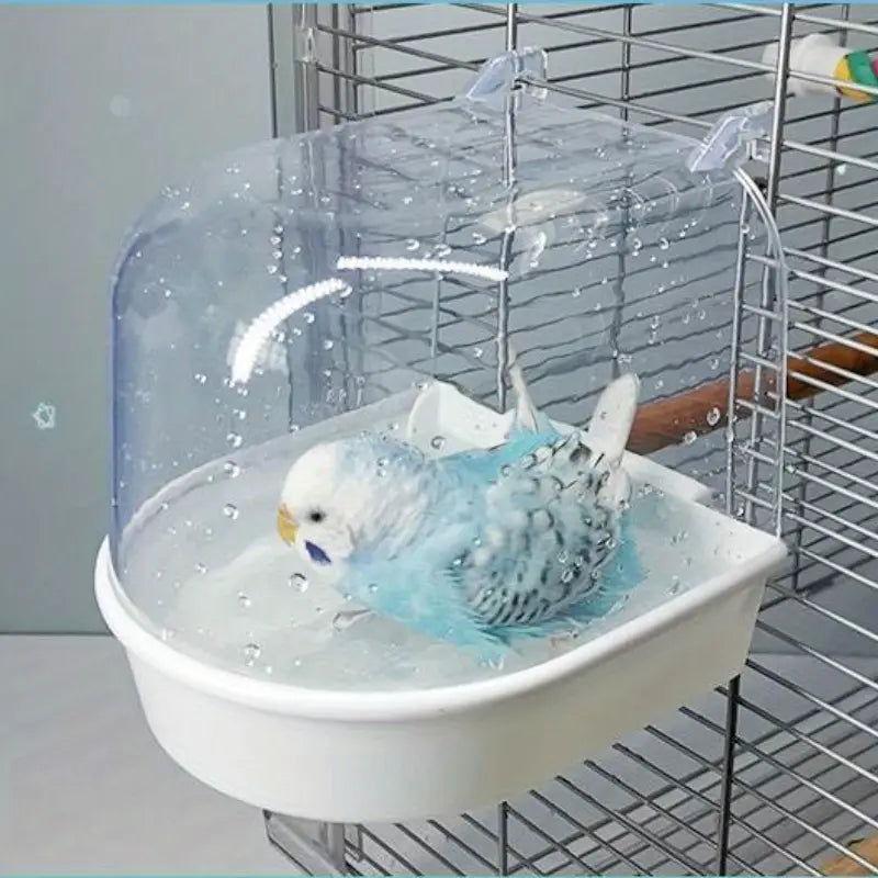 Baignoire pour oiseaux avec couvercle – Bac de bain transparent 13 cm pour oiseaux et perruches – Accessoire pratique pour l’hygiène et le bien-être des oiseaux