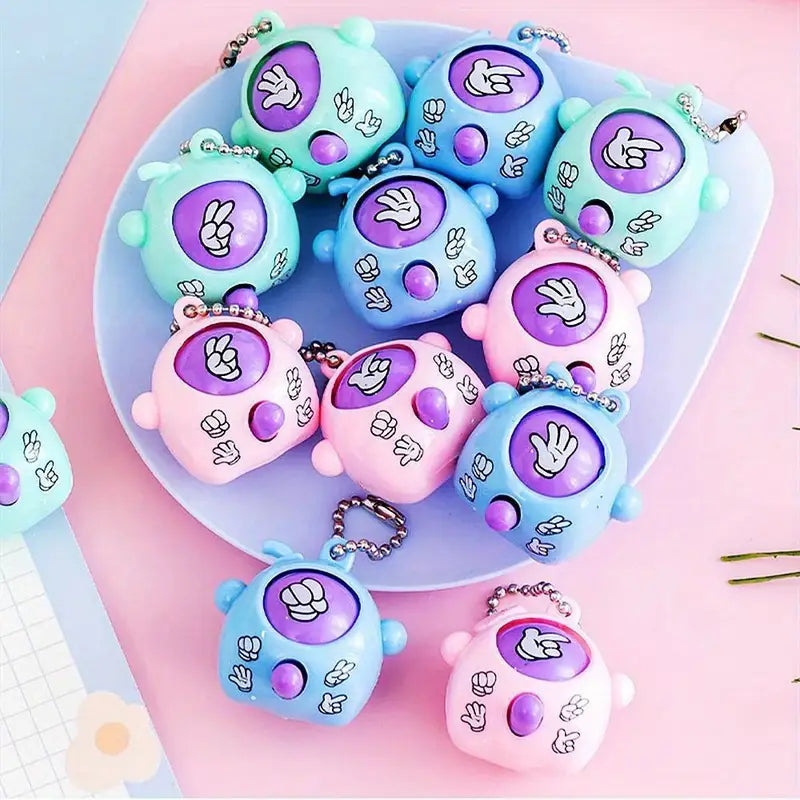 Porte-clés Enfant Jeu Pierre-Feuille-Ciseaux – Jouet Ludique et Coloré en Forme de Mini Machine