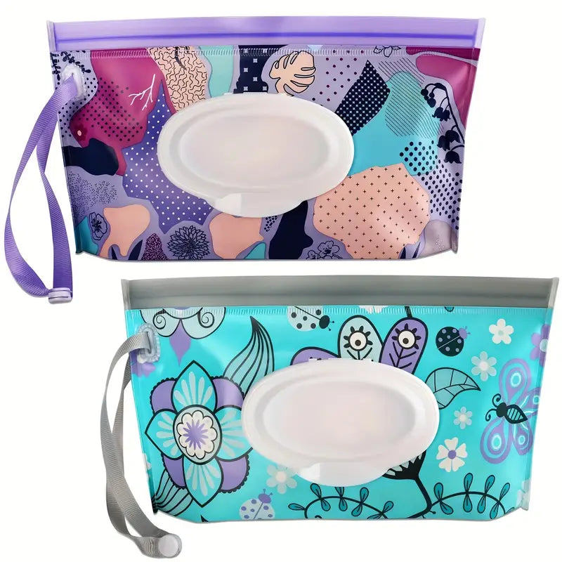 Pochette distributrice lingettes bébé – Étui portable réutilisable avec motifs colorés