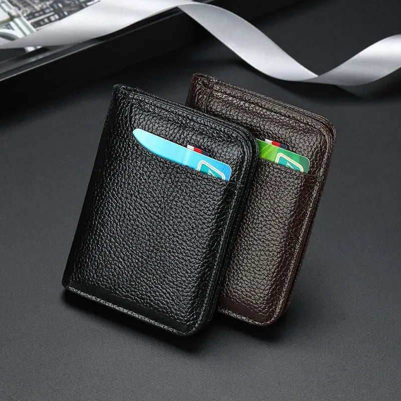 Portefeuille homme en cuir noir – Porte-cartes compact avec multiples compartiments