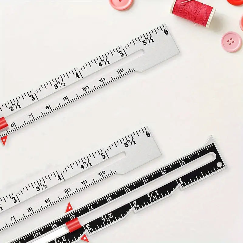 Règle de Couture Ajustable en Aluminium – Outil de Mesure Précise pour Ourlets, Marges et Repères – Indispensable pour Couturières et Créateurs DIY