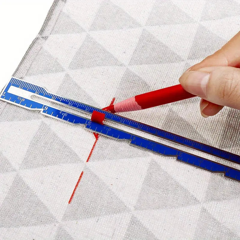 Règle de Couture Ajustable en Aluminium – Outil de Mesure Précise pour Ourlets, Marges et Repères – Indispensable pour Couturières et Créateurs DIY