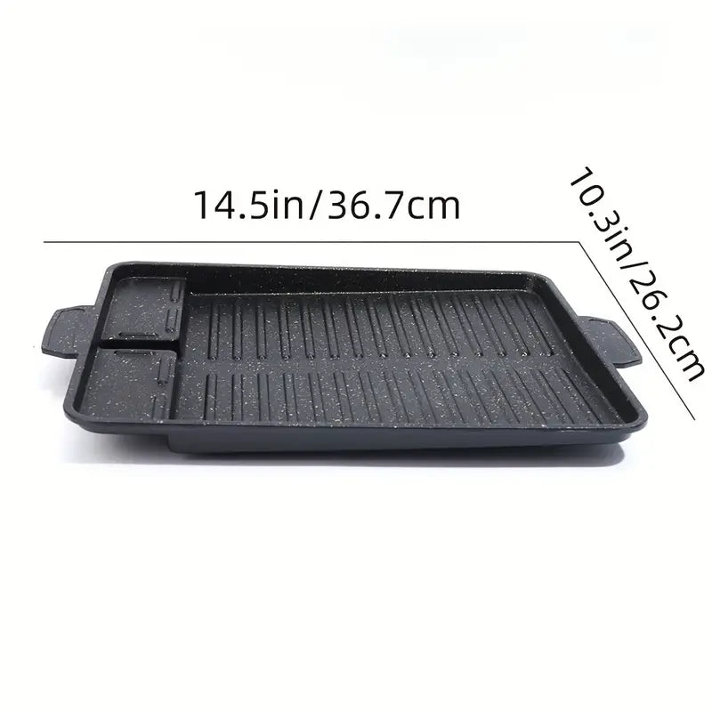Plancha barbecue en fonte antiadhésive – Plaque de cuisson double face pour camping et cuisine extérieure