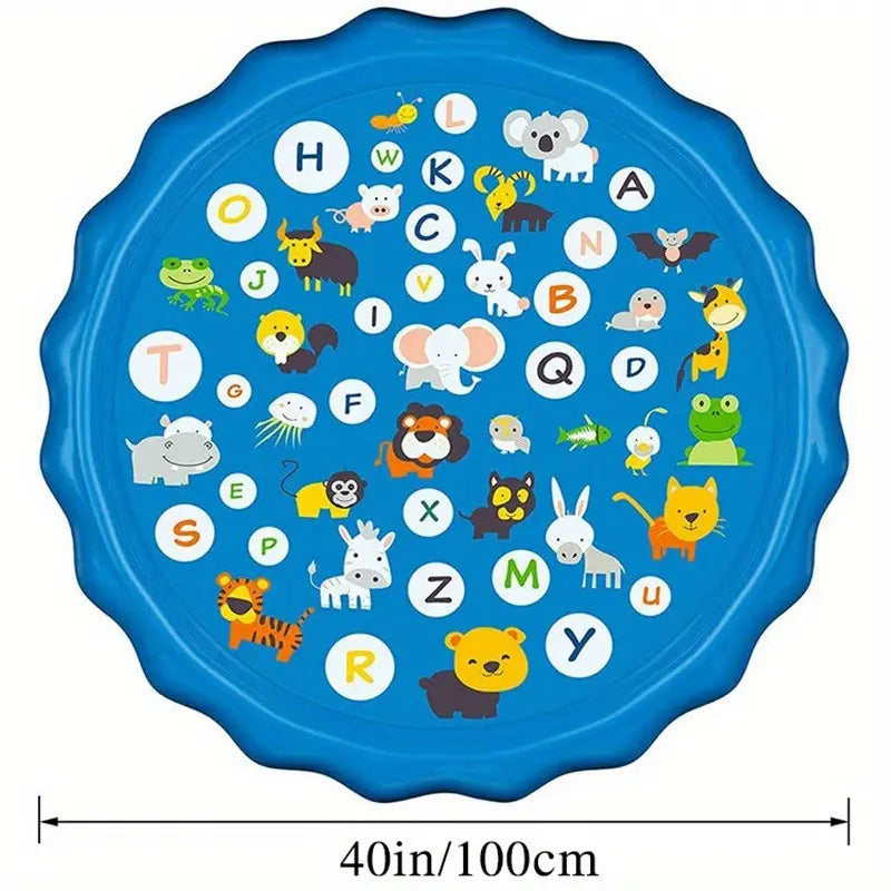 Piscine Gonflable pour Enfants 100cm Aire de Jeu d’Eau Ludique avec Animaux et Lettres Colorées