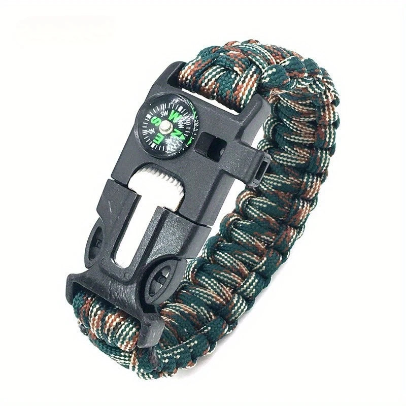 Bracelet de Survie Paracorde 5 en 1 – Boussole, Sifflet, Pierre à Feu & Couteau