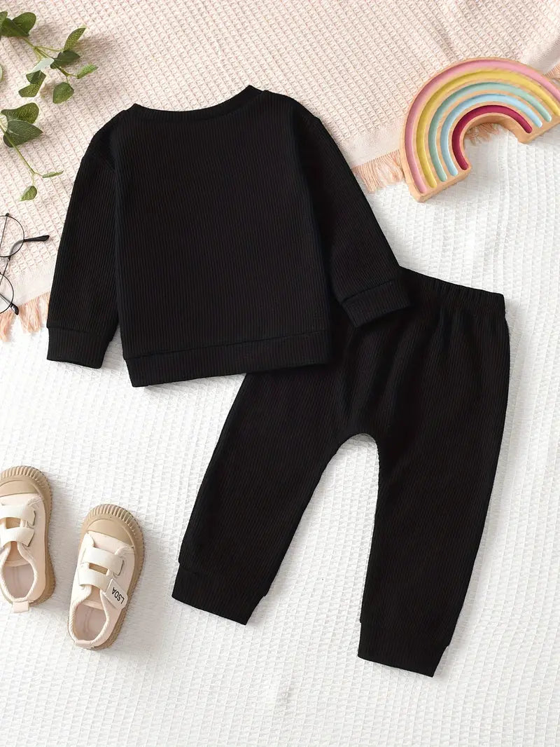 Ensemble Bébé Garçon Confort Côtelé – Tenue 2 Pièces Pull + Pantalon Marron Décontracté