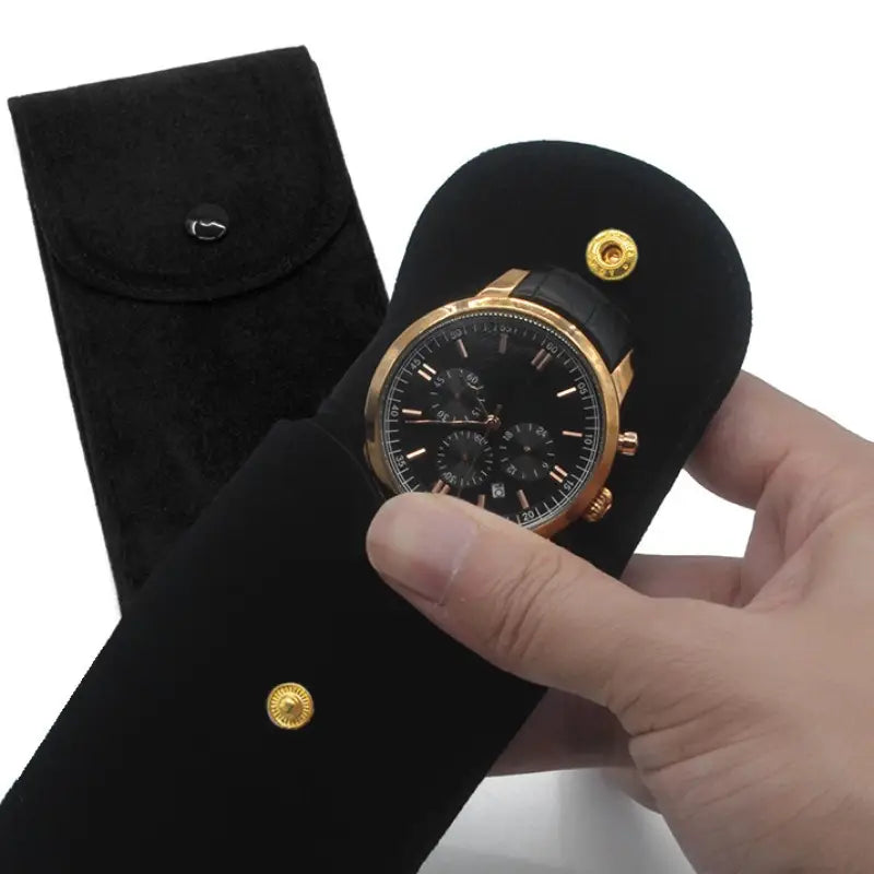 Étui de protection en velours noir pour montre – Accessoire élégant et pratique de rangement et transport