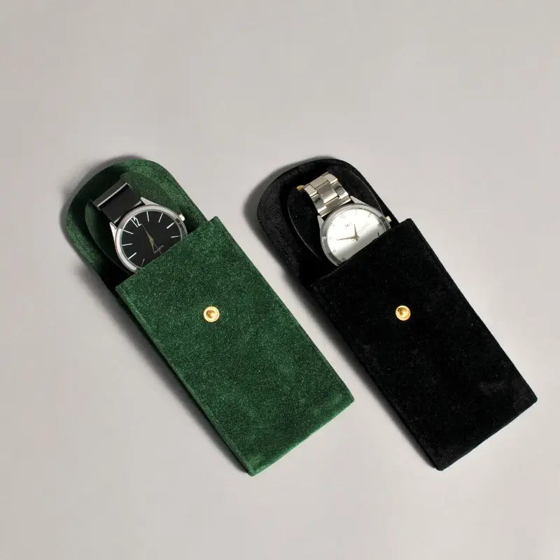 Étui de protection en velours noir pour montre – Accessoire élégant et pratique de rangement et transport