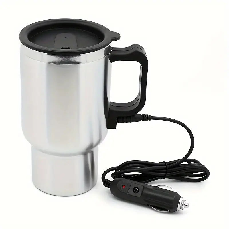 Mug chauffant voiture en acier inoxydable – Gobelet isotherme 12V avec prise allume-cigare
