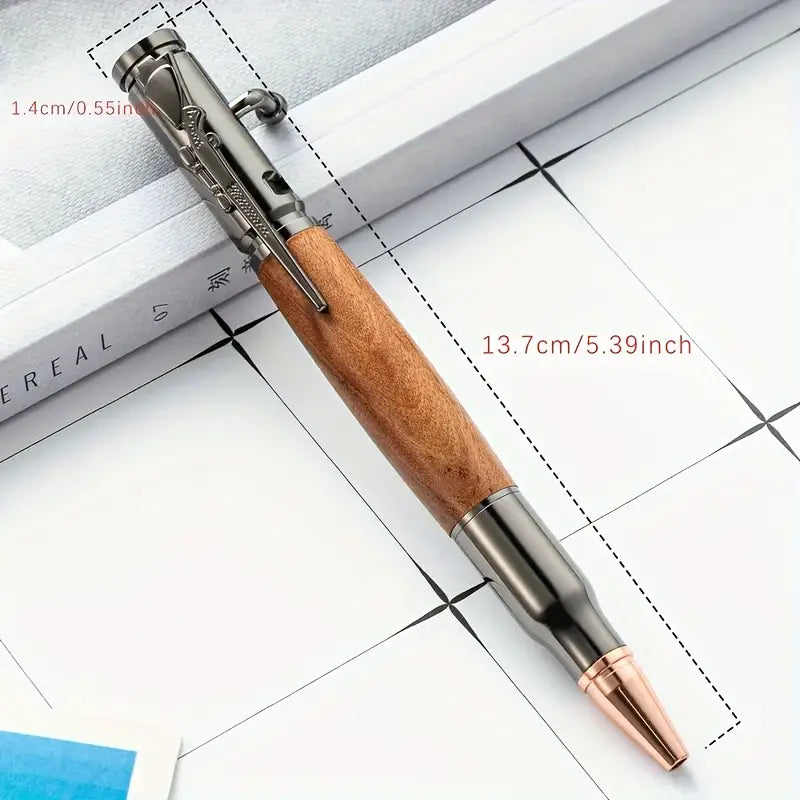 Stylo bille original en bois et métal – Design balle de fusil pour une écriture élégante et masculine