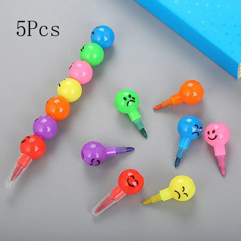 Feutres Colorés Bébé en Forme de Billes Sourire – Crayons Lavables et Ludiques pour Dessin et Éveil Créatif