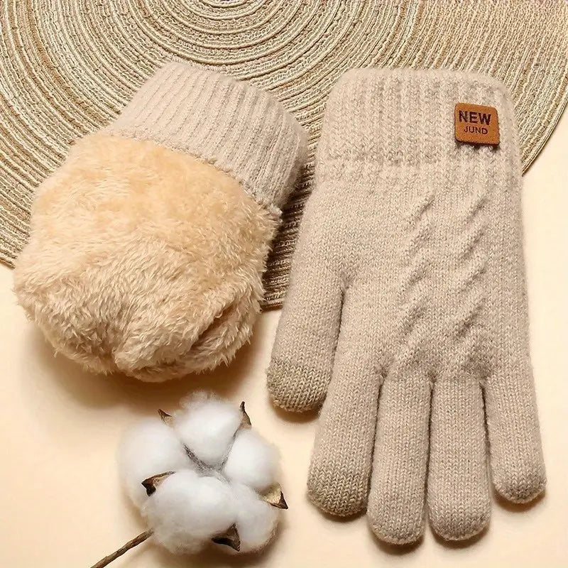 Gants homme hiver en laine tricotée doublés polaire – Chauds et confortables