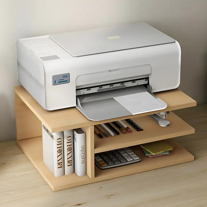 Rehausseur d’écran en bois avec rangements intégrés – Support de moniteur ou PC pour bureau organisé et ergonomique