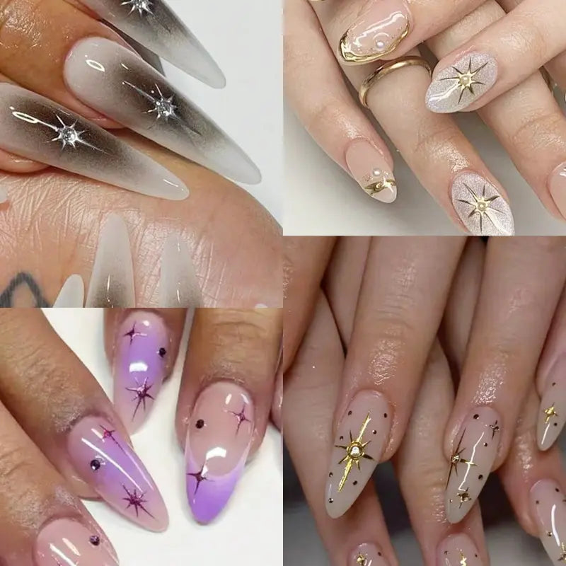Stickers Nail Art Étoiles Brillantes – Décorations Autocollantes Holographiques pour Ongles Chic