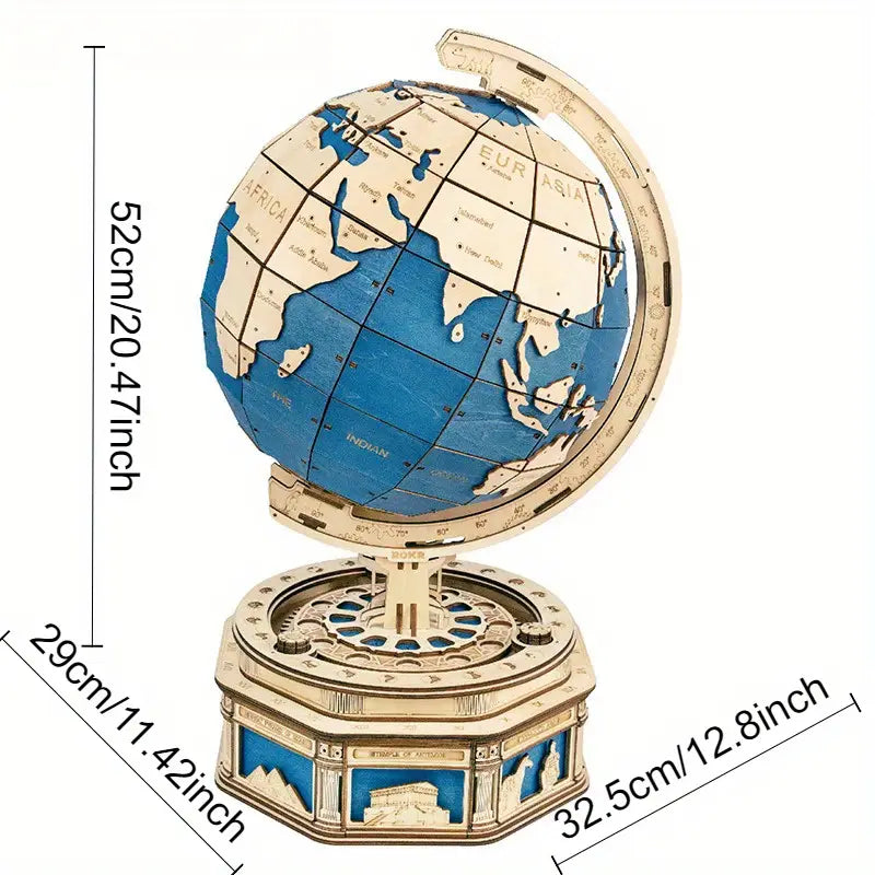 Globe Terrestre 3D en Bois à Monter – Puzzle Éducatif et Scientifique pour Enfants et Adultes