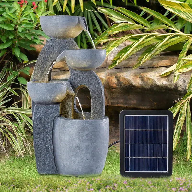 Fontaine de jardin solaire LED design moderne  Éclairage extérieur décoratif pour terrasse et balcon