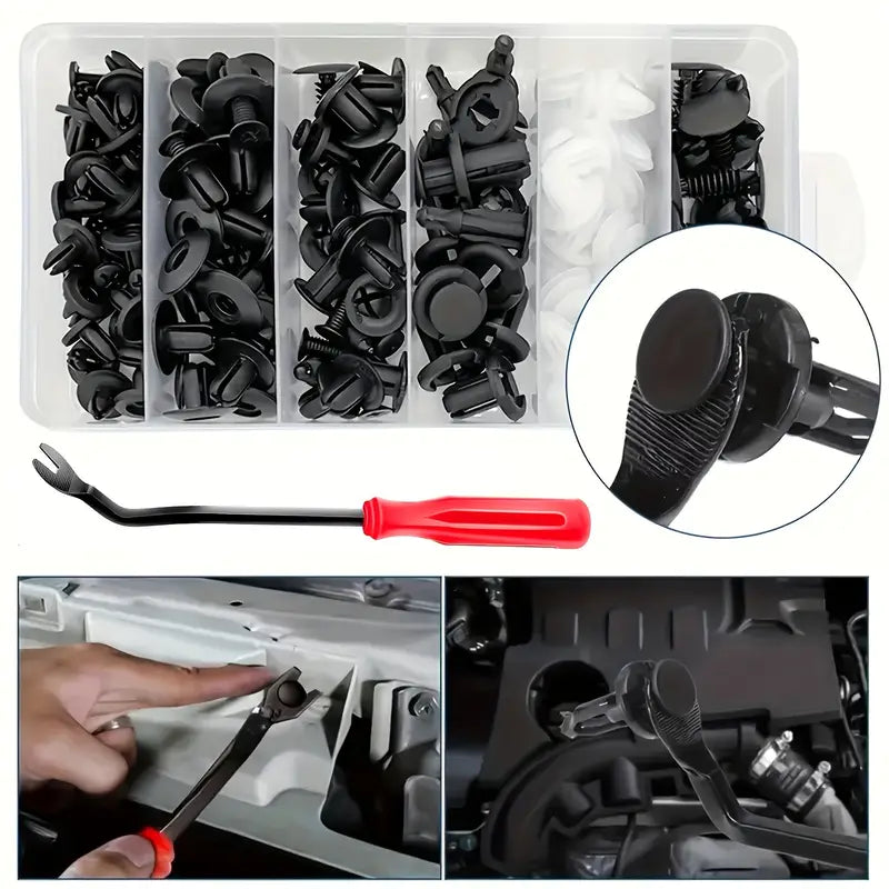 Kit Dépose Garniture Voiture avec 100 Clips de Fixation et Outils de Démontage – Entretien et Réparation Intérieur Auto