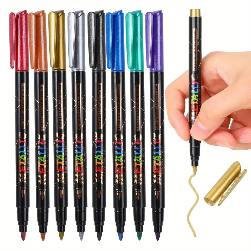 Feutres Métalliques Multicolores – Lot de Stylos à Encre Brillante pour Scrapbooking, DIY, Carterie et Dessin