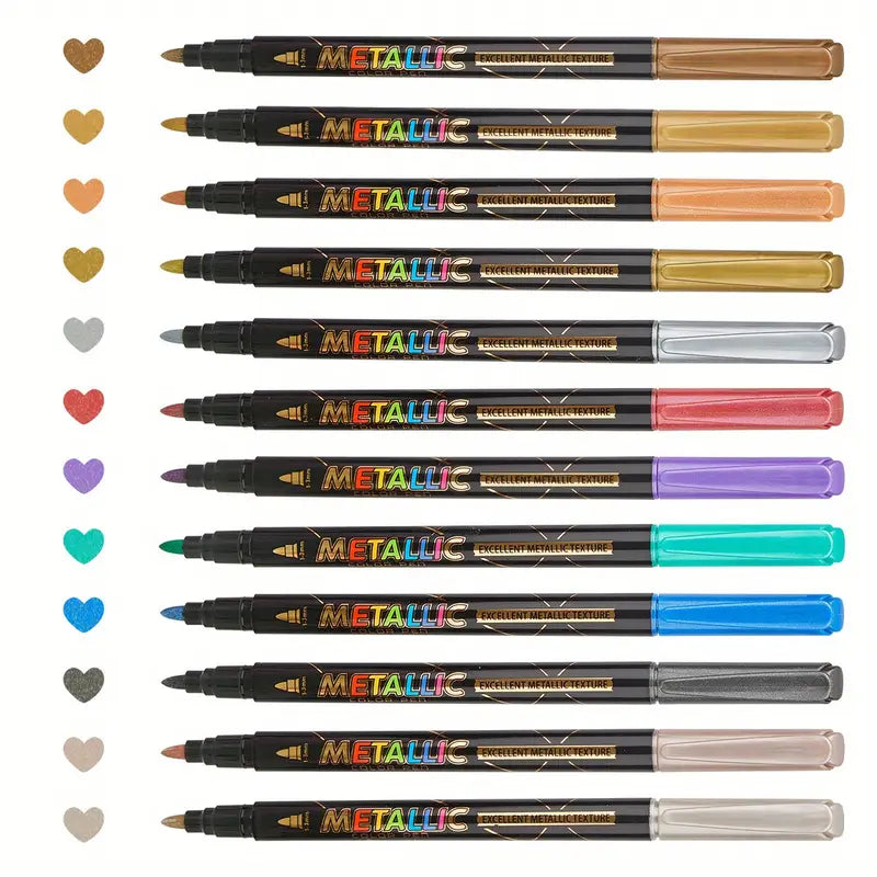 Feutres Métalliques Multicolores – Lot de Stylos à Encre Brillante pour Scrapbooking, DIY, Carterie et Dessin