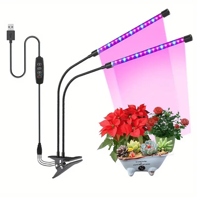 Lampe LED de Croissance Double Tête avec Pince – Éclairage pour Plantes d’Intérieur | Serres et Lampes de Croissance