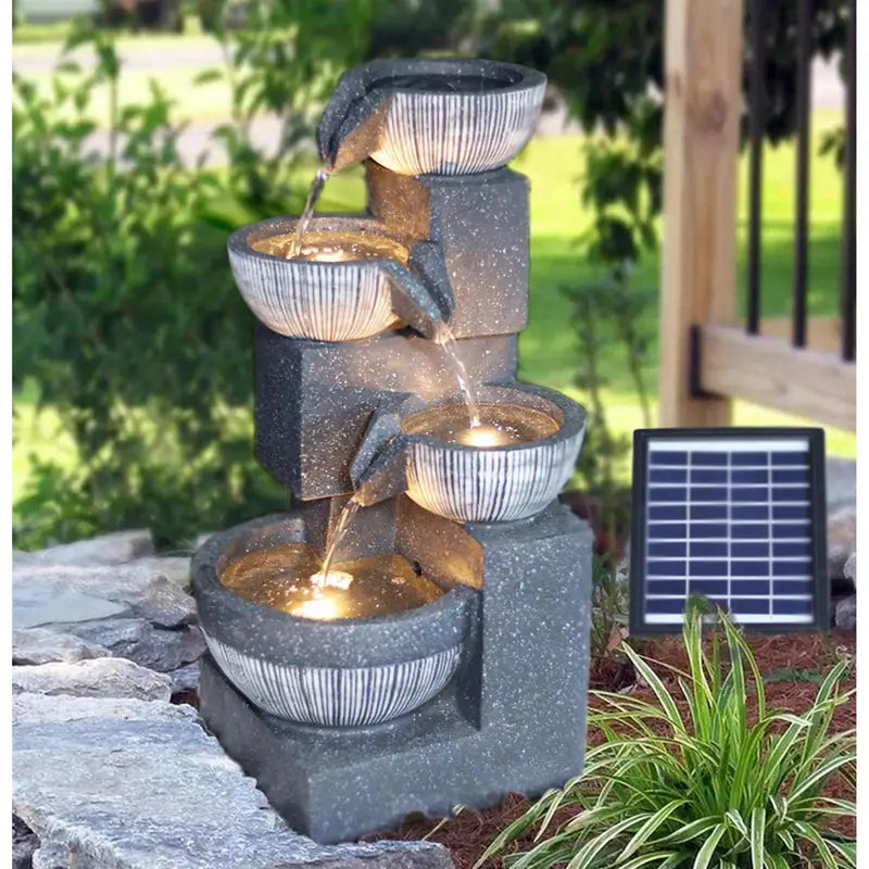 Fontaine solaire lumineuse à LED  Luminaires extérieur design pour jardin zen et terrasse