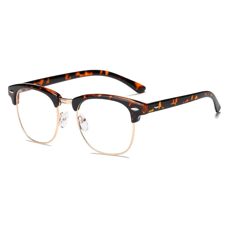 Lunettes de vue femme rétro – Monture demi-cerclée noire et argent élégante
