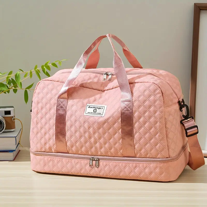 Sac de Sport Matelassé – Grande Capacité, Compartiment Chaussures et Bandoulière Ajustable pour Voyage, Fitness et Week-End