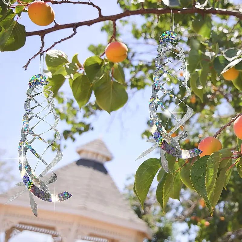 Répulsifs Visuels Anti-Oiseaux – Spirales Holographiques Réfléchissantes 40cm pour Jardins, Balcons et Verandas