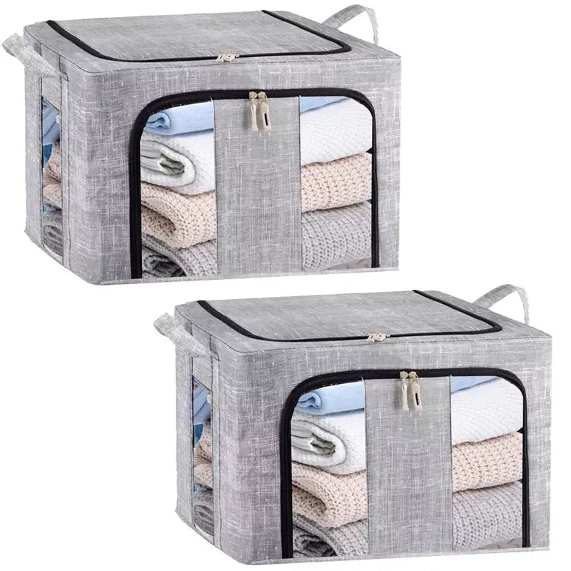 Sacs de rangement pliables Lot de 2 organiseurs en tissu avec fenêtre transparente