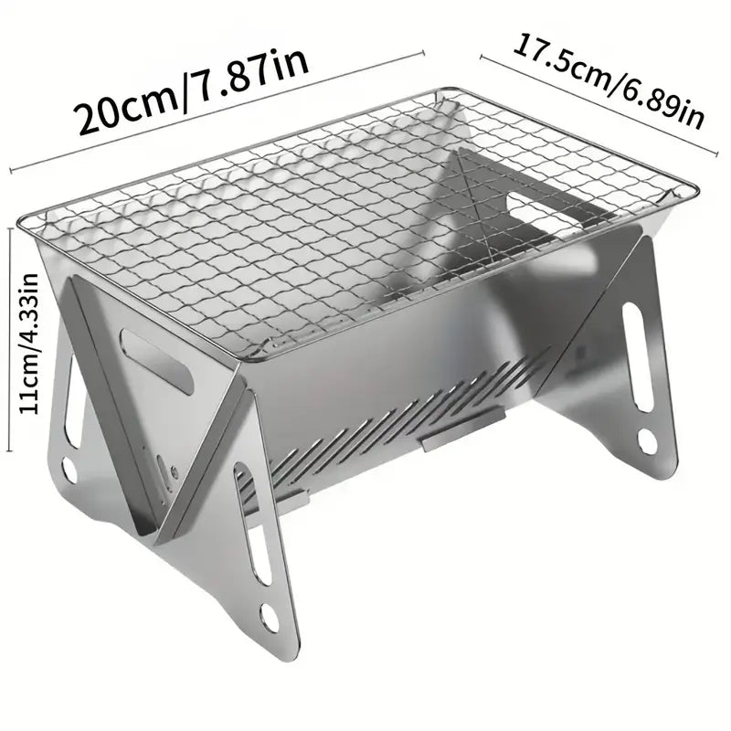 Mini barbecue pliable en acier inoxydable – Grille portable pour pique-nique, camping et cuisine d’extérieur