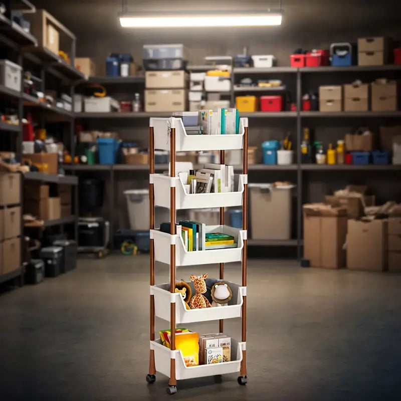 Étagère de rangement mobile à roulettes – Chariot modulable en plastique pour livres, fournitures et jouets