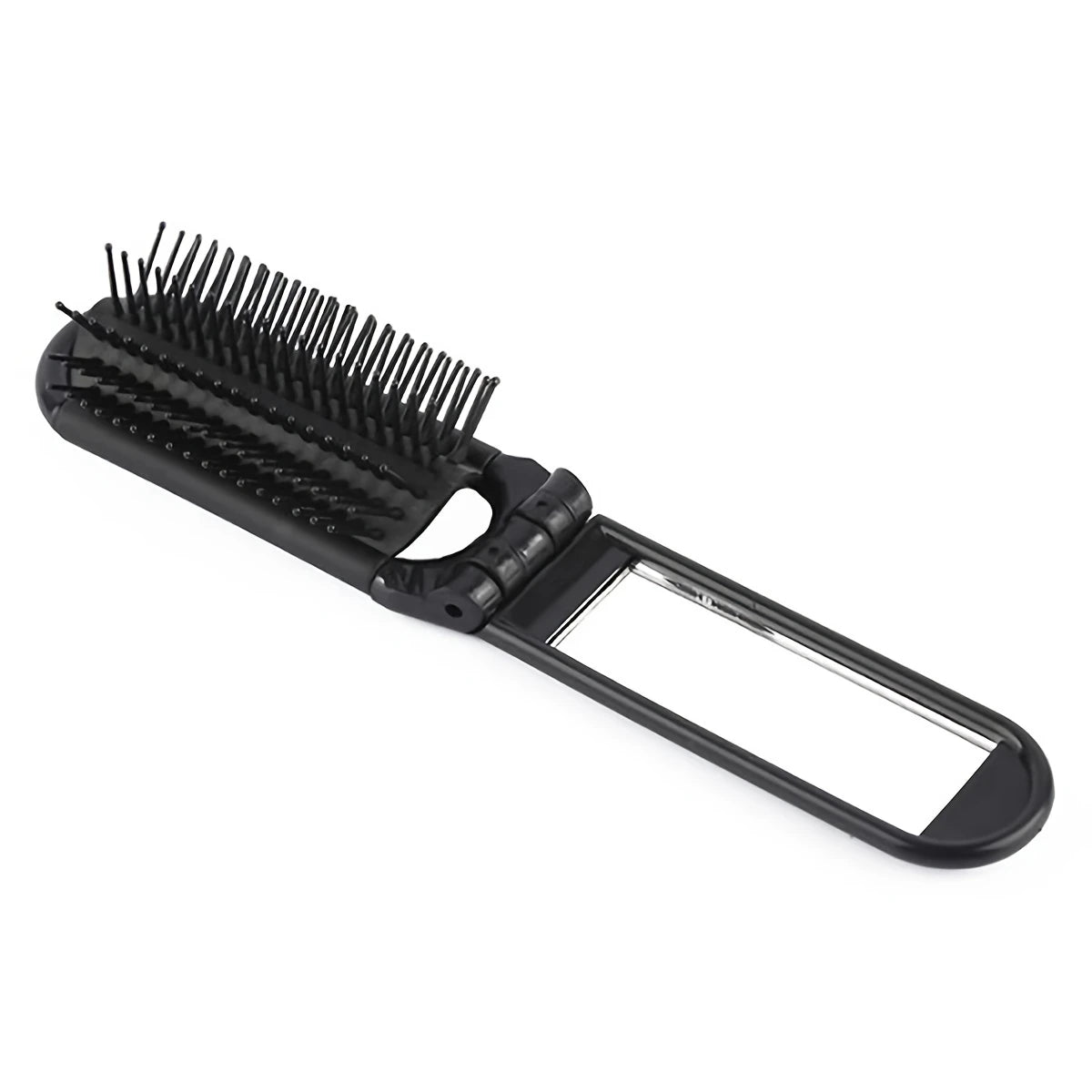 Brosse à Cheveux Pliable avec Miroir Intégré – Accessoire 2 en 1 Compact pour Retouches Beauté en Déplacement