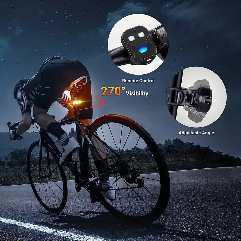 Feu arrière vélo LED avec clignotants et télécommande – Signalisation de sécurité pour cyclistes