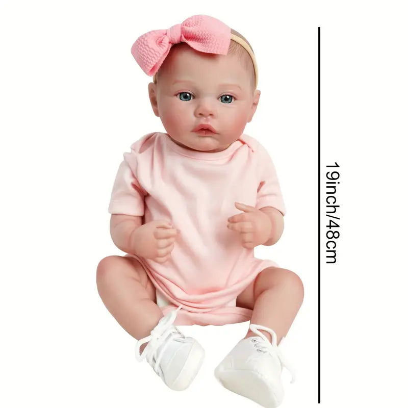 Poupée Bébé Réaliste en Silicone avec Tenue Rose – Poupée Reborn pour Jeu et Collection